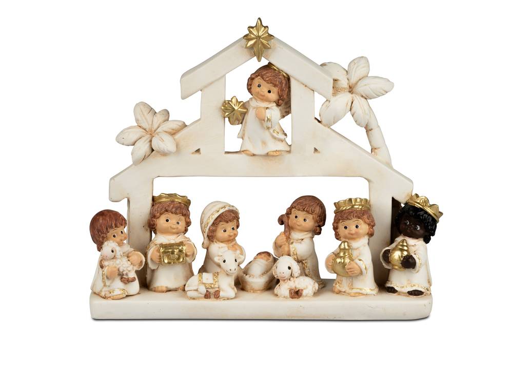 Houten kerststal - zoom
