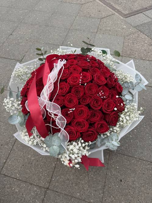 Boeket rozen 'parel romantiek