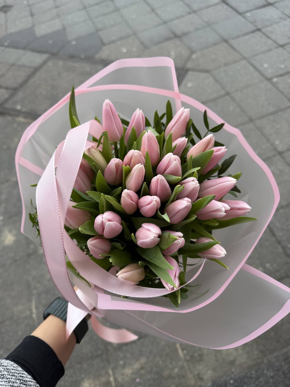 Rosa Tulpenstrauß - zoom