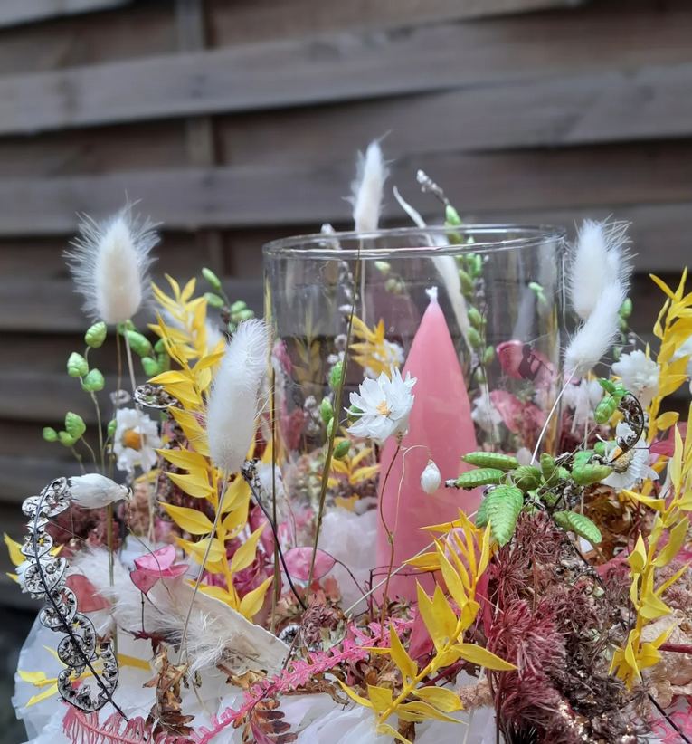 Tischkranz mit Trockenblumen - zoom