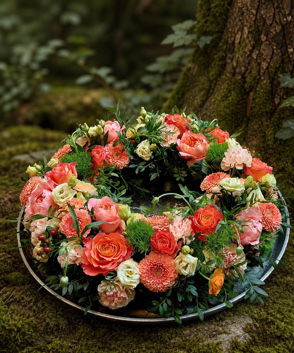 Colored funeral wreath  - zoom