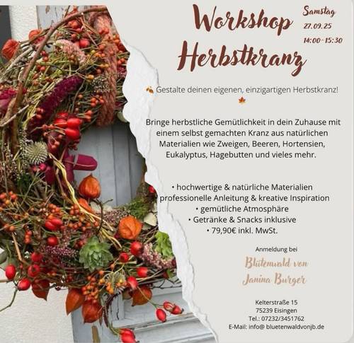Workshop Herbstkranz Sa.27.09.  14.00-15:30