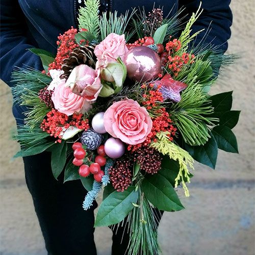 Weihnachtsstrauß rosa