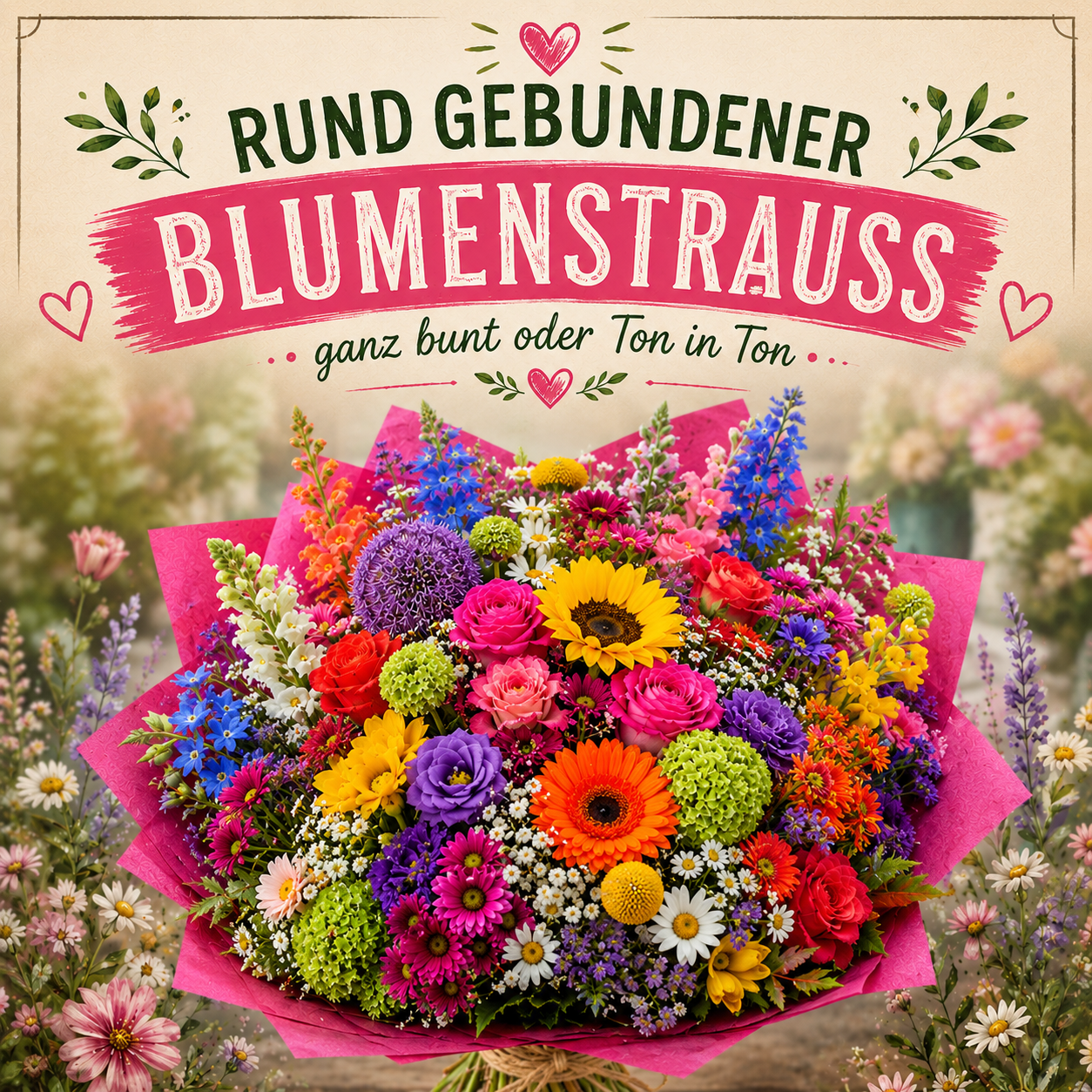 Rund gebundene Blumenstrauß 