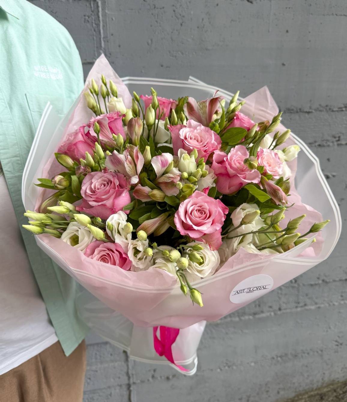 Pink Roses & Lisianthus Bouquet - zoom