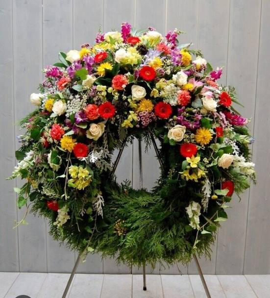 Begrafeniskrans klassiek kleurrijk